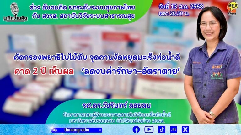 ร่วมติดตามการพูดคุยในรายการเวทีความลับคมคิด ยกระดับระบบสุขภาพไทยกับ สวรส. สถาบันวิจัยระบบสาธารณสุข”