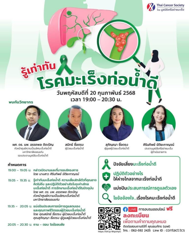 เชิญพบกับกิจกรรม “รู้เท่าทันโรคมะเร็งท่อน้ำดี” ในเดือนแห่งมะเร็งท่อน้ำดีสากล